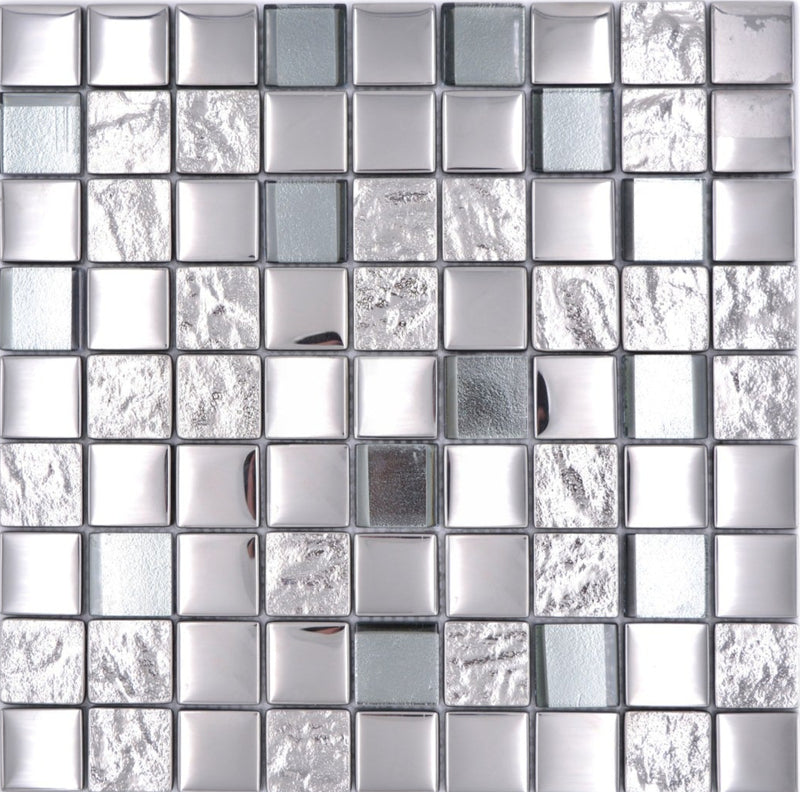 Glasmosaikfliese Bern Chrome mit Muster 300 x 300 mm