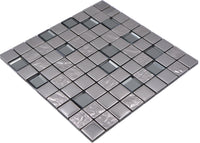 Glasmosaikfliese Bern Chrome mit Muster 300 x 300 mm Silber Plättli
