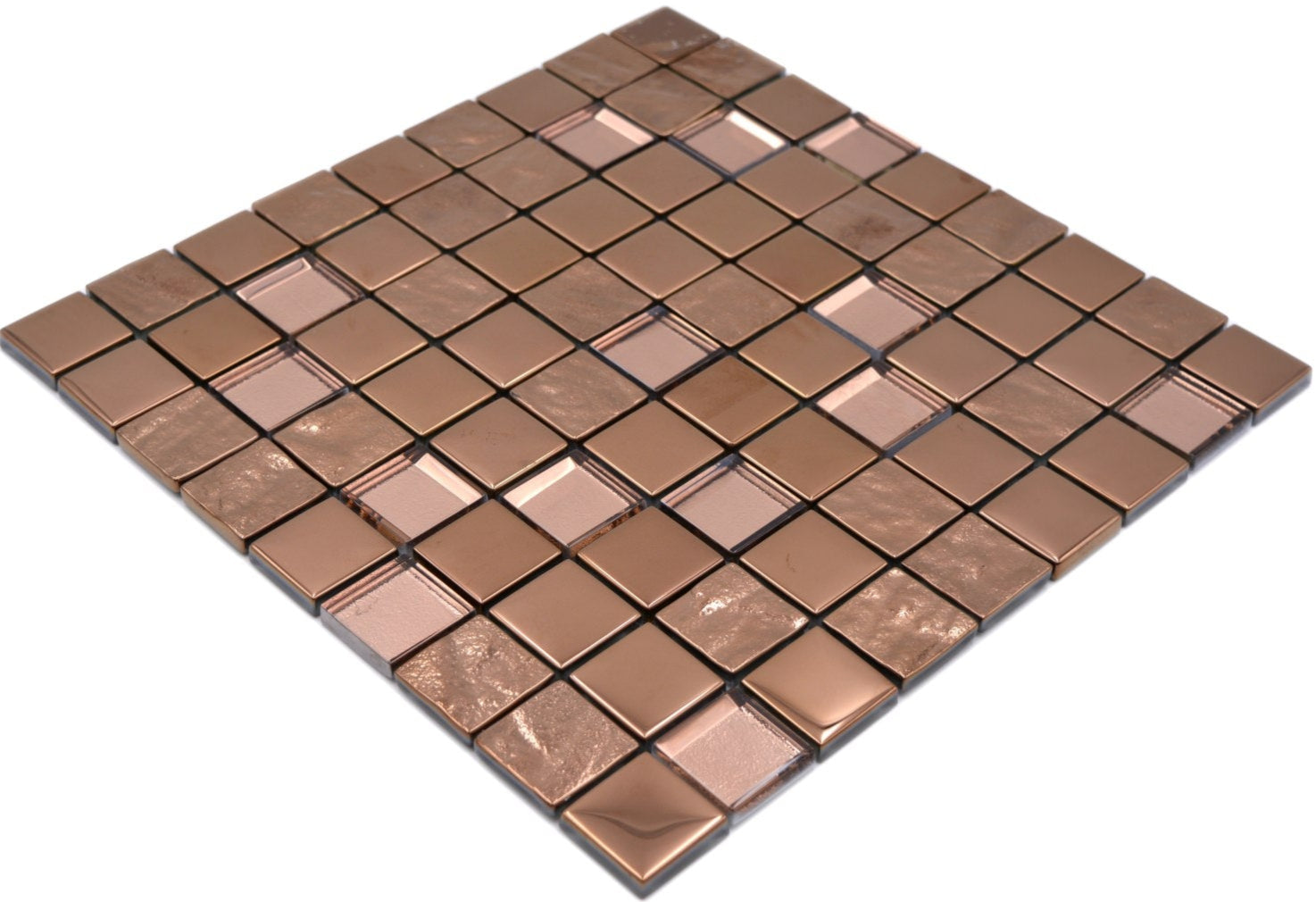 Glasmosaikfliese Bern Kupfer 300 x 300 mm Bronze Plättli