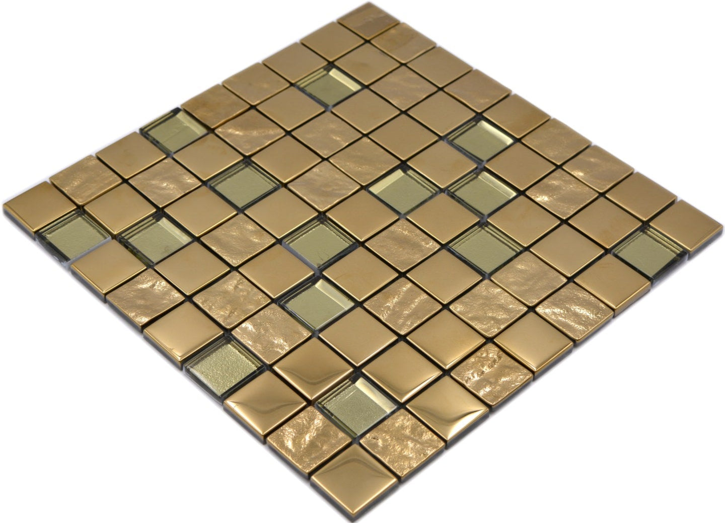 Glasmosaikfliesen Bern Gold 300 x 300 mm Pixel
