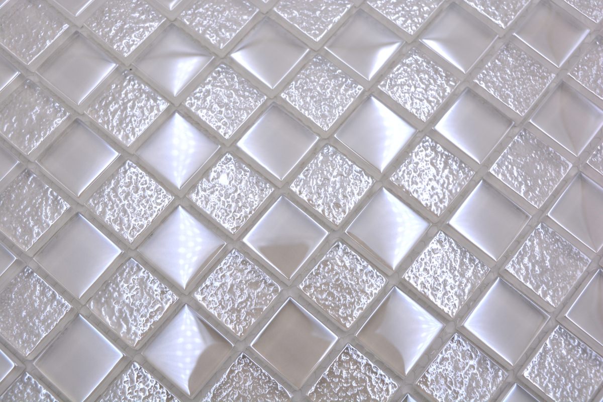 Glasperl Weiss Metallic Mosaikfliesen