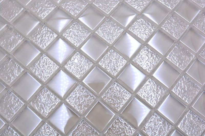 Glasperl Weiss Metallic Mosaikfliesen