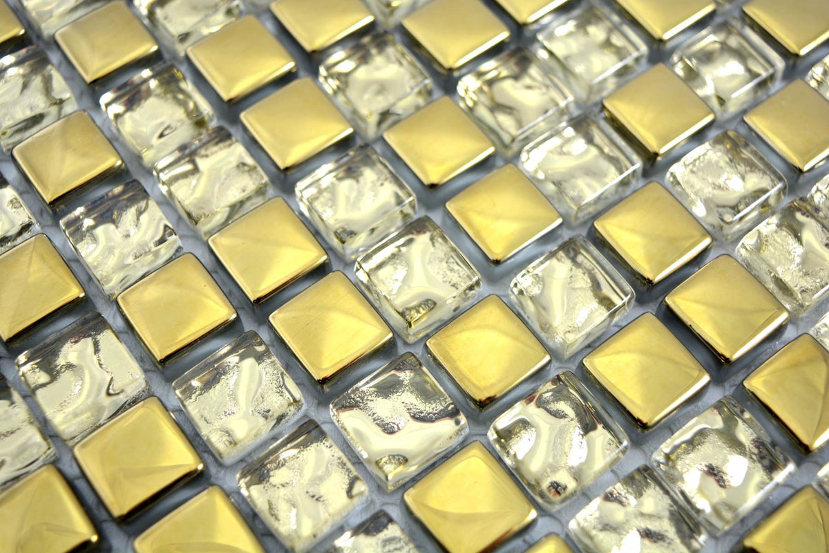 Gold Crystal Mosaikfliese Glanz 