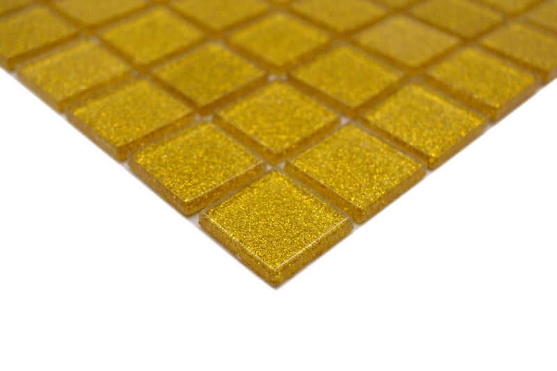 Gold Glitzer Glasmosaik Fliese Ecke