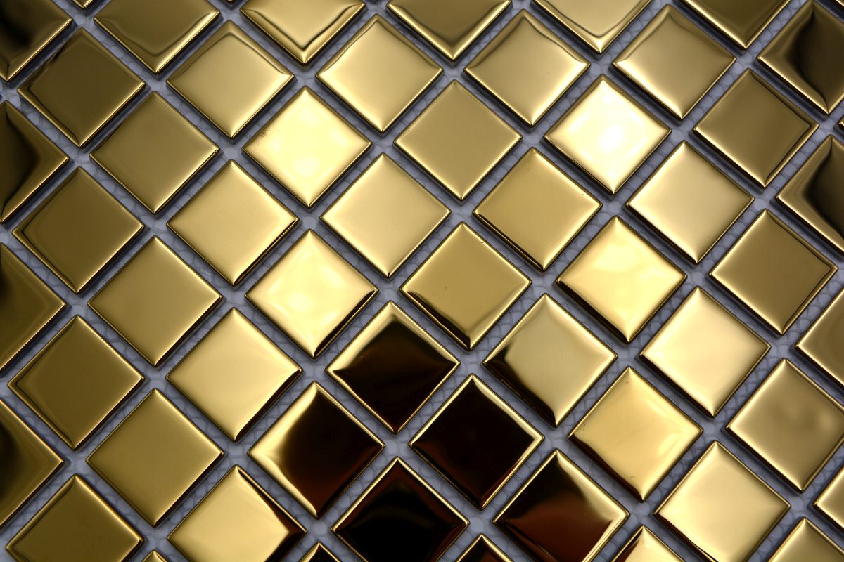 Gold Metal Look Glasmosaik Fliesen