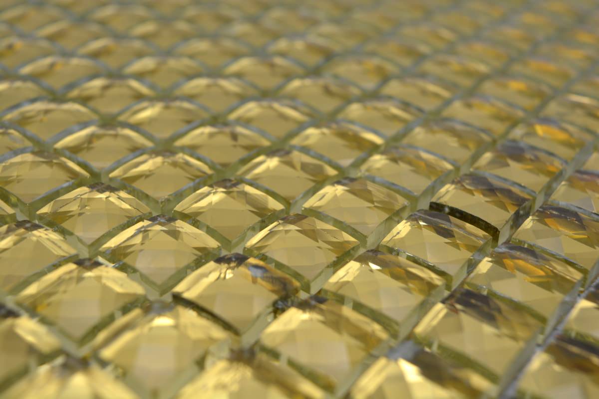 Goldkristall Mosaikfliese Diamant 3D Glasoptik