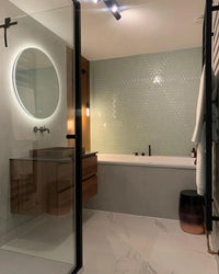 Grün Glanz Porzellan Hexagon Mosaikfliese Dusche Badezimmer