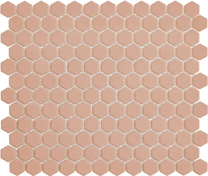 Grapefruit Pink Matt Hexagon Anti Rutsch Mosaik Fliese R11