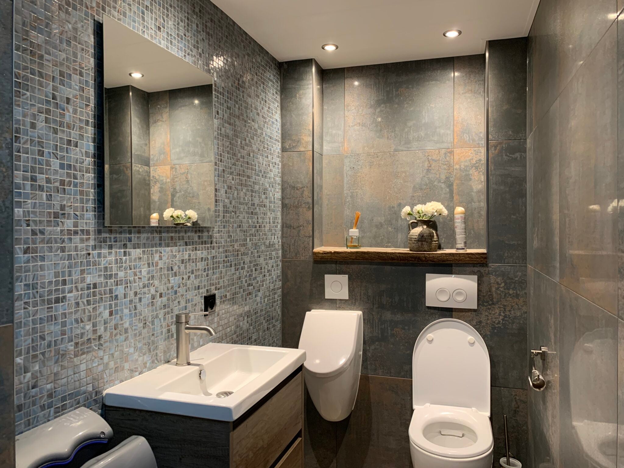 Grau Blau Ader Quadrat Glas Mosaik Wand und Boden Fliese