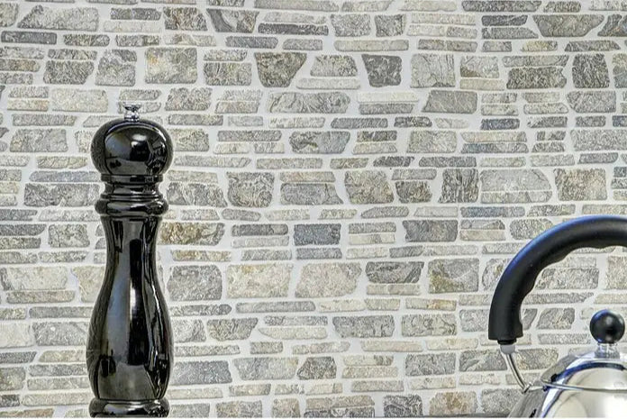 Grau Brick Marmor Mauerverbandoptik Mosaikfliesen