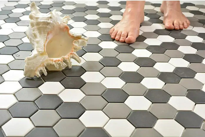 Grau Mix Hexagon Anti-Rutsch Mosaik Boden Fliese