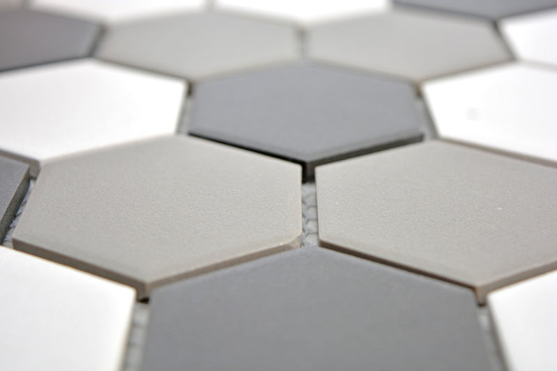 Grau Mix Hexagon Anti-Rutsch Mosaikfliese - Sechseck Fliesen