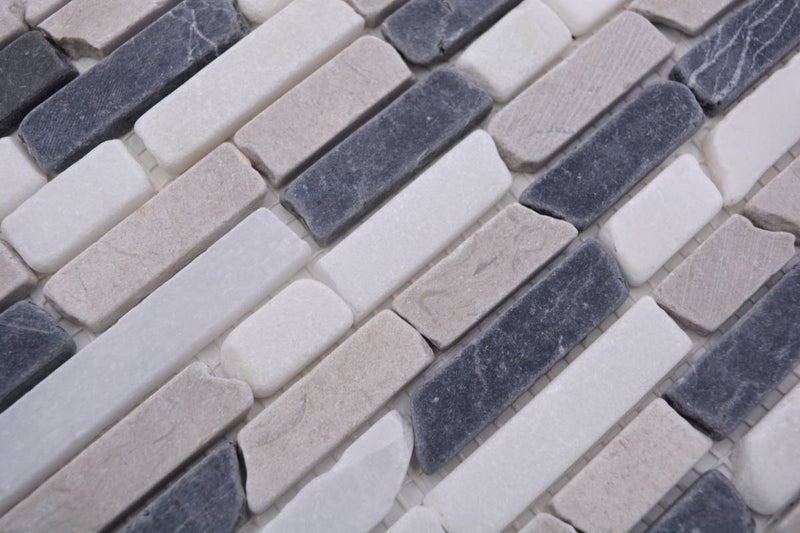 Grau Schwarz Mauerverbandoptik Marmor Mosaikfliese