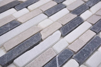 Grau Schwarz Matt Marmor Mauerverband Naturstein Mosaikfliese