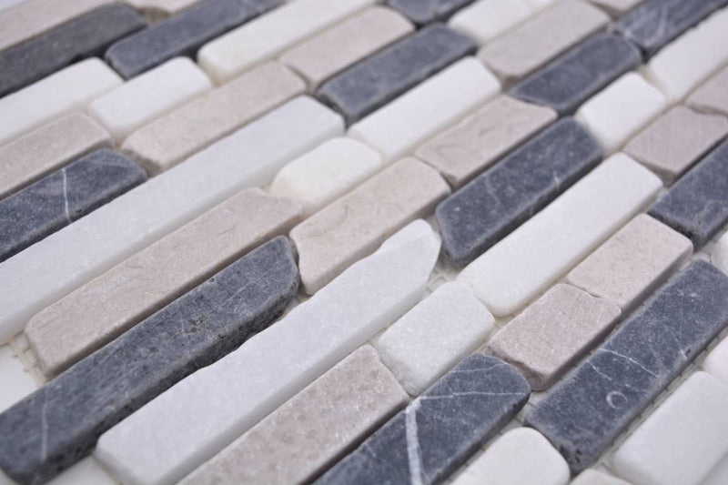 Grau Schwarz Matt Marmor Mauerverband Naturstein Mosaikfliese