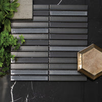 Graphit Grau Schwarz Porzellan Kitkat Stick Mosaikfliese Interior Design