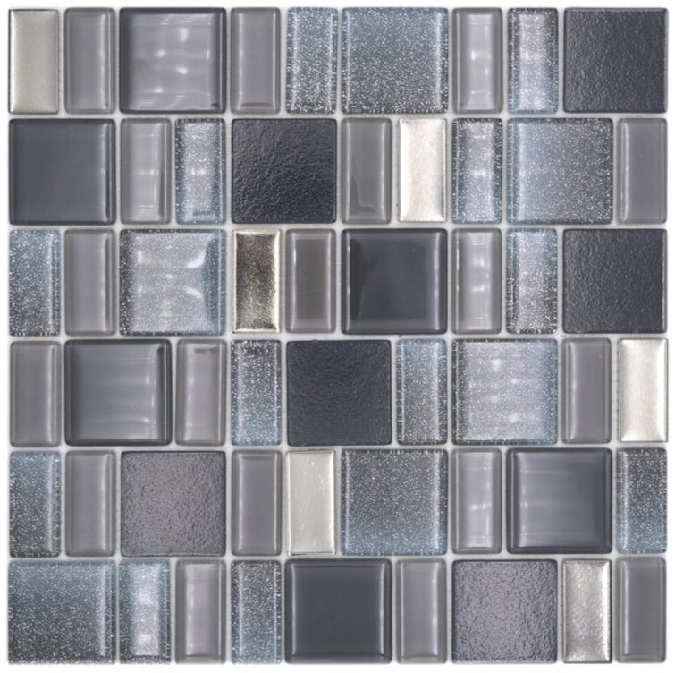 Grau Silber Mix Glasmosaik