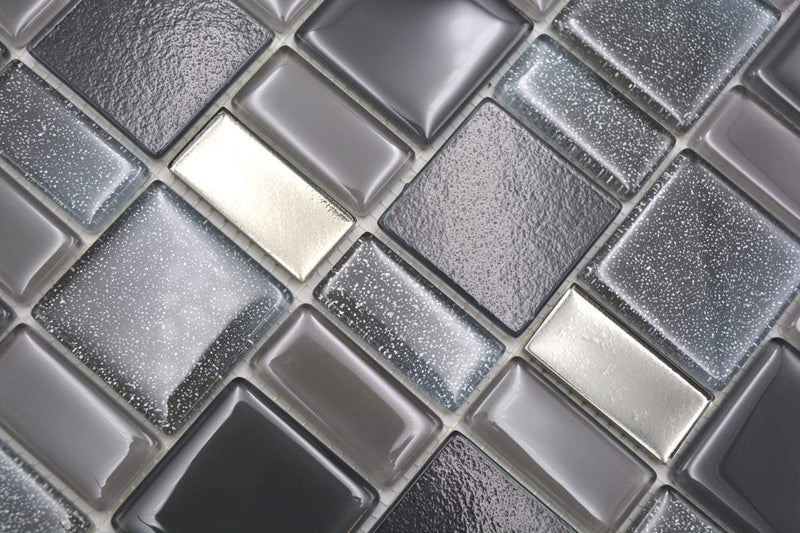 Grau Silber Glasmosaik