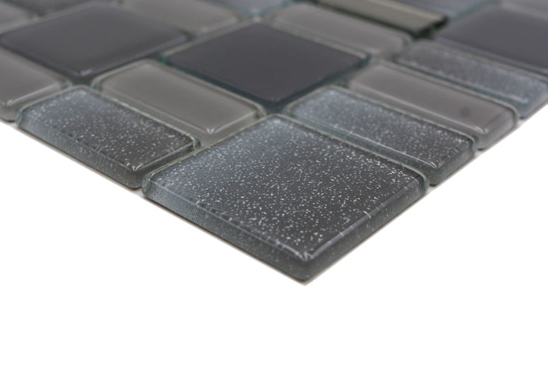 Grau Silber Mix Glas Mosaik