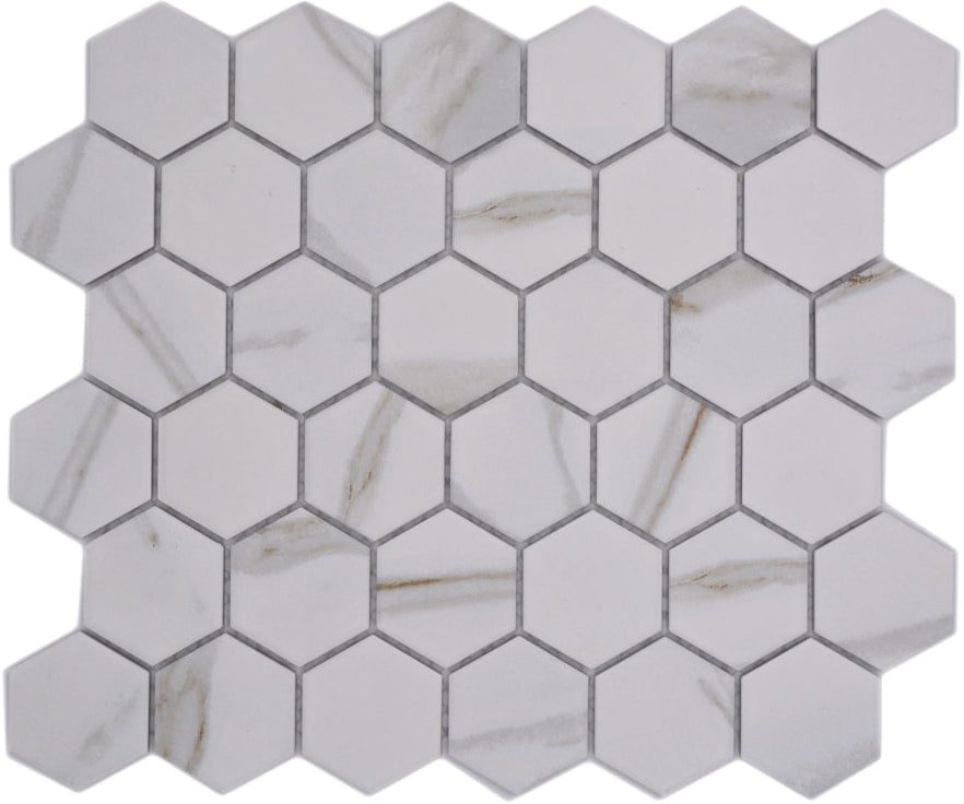 Gstaad Hexagon Keramik Platten Weiss Mosaikfliese