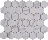 Gstaad Hexagon Keramik Platten Weiss Mosaikfliese