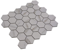 Gstaad Hexagon Keramik Platten Weiss Mosaikfliese Beige