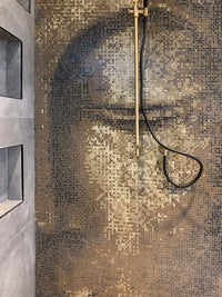 Hell Braun Körnig Quadrat Glas Mosaik Fliese Bad