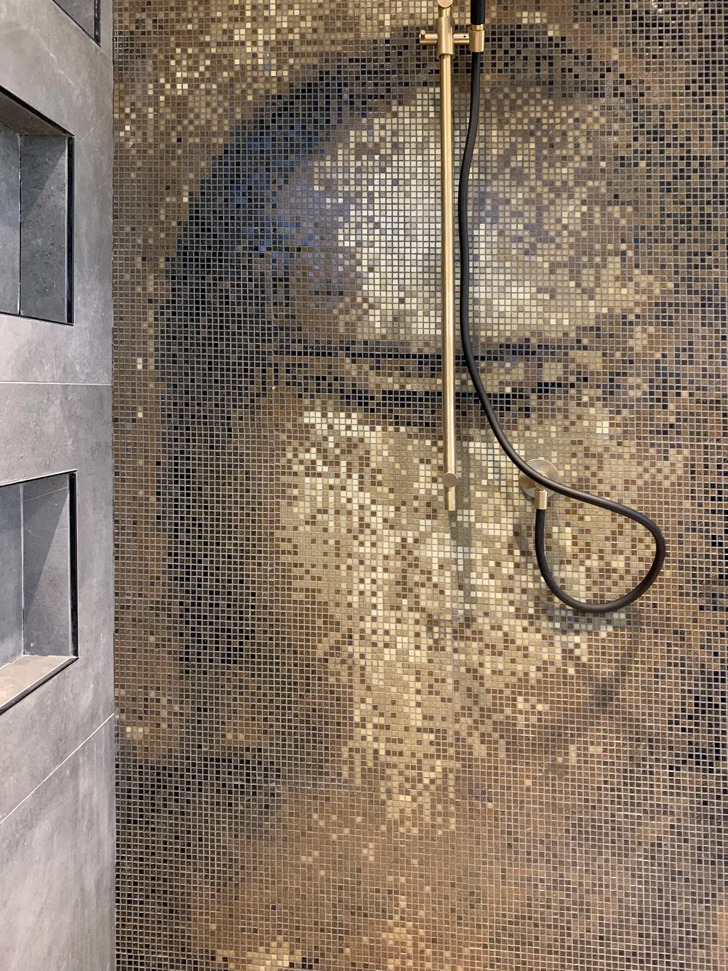 Hell Braun Körnig Quadrat Glas Mosaik Fliese Bad