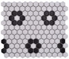 Hexa Schwarz Weiss Blumen Mosaikfliese