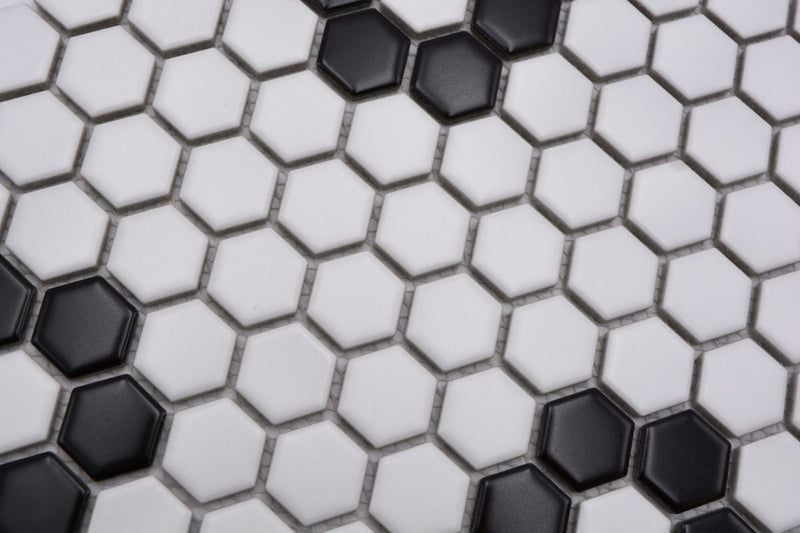 Hexa Schwarz Weiss Mosaikfliese