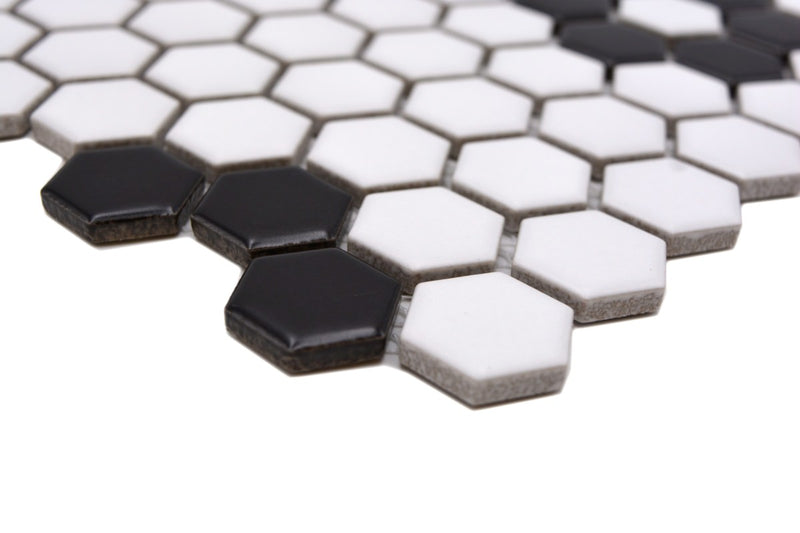 Hexagon Schwarz Weiss Mosaikfliesen