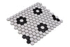 Hexa Schwarz Weiss Blumen Mosaikfliese Plättli