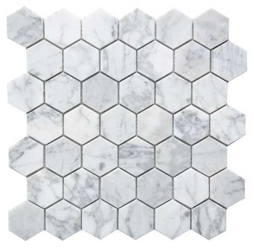 Hexagon Marmor Carrara Weiss Mosaik Fliesen