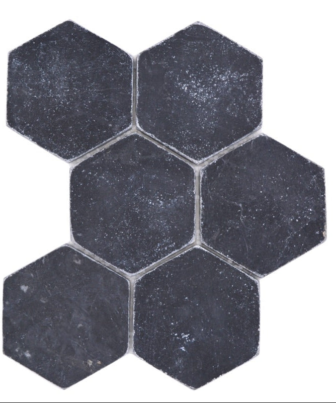 Hexagon Marmor Matt Schwarz Nero Mosaikfliese