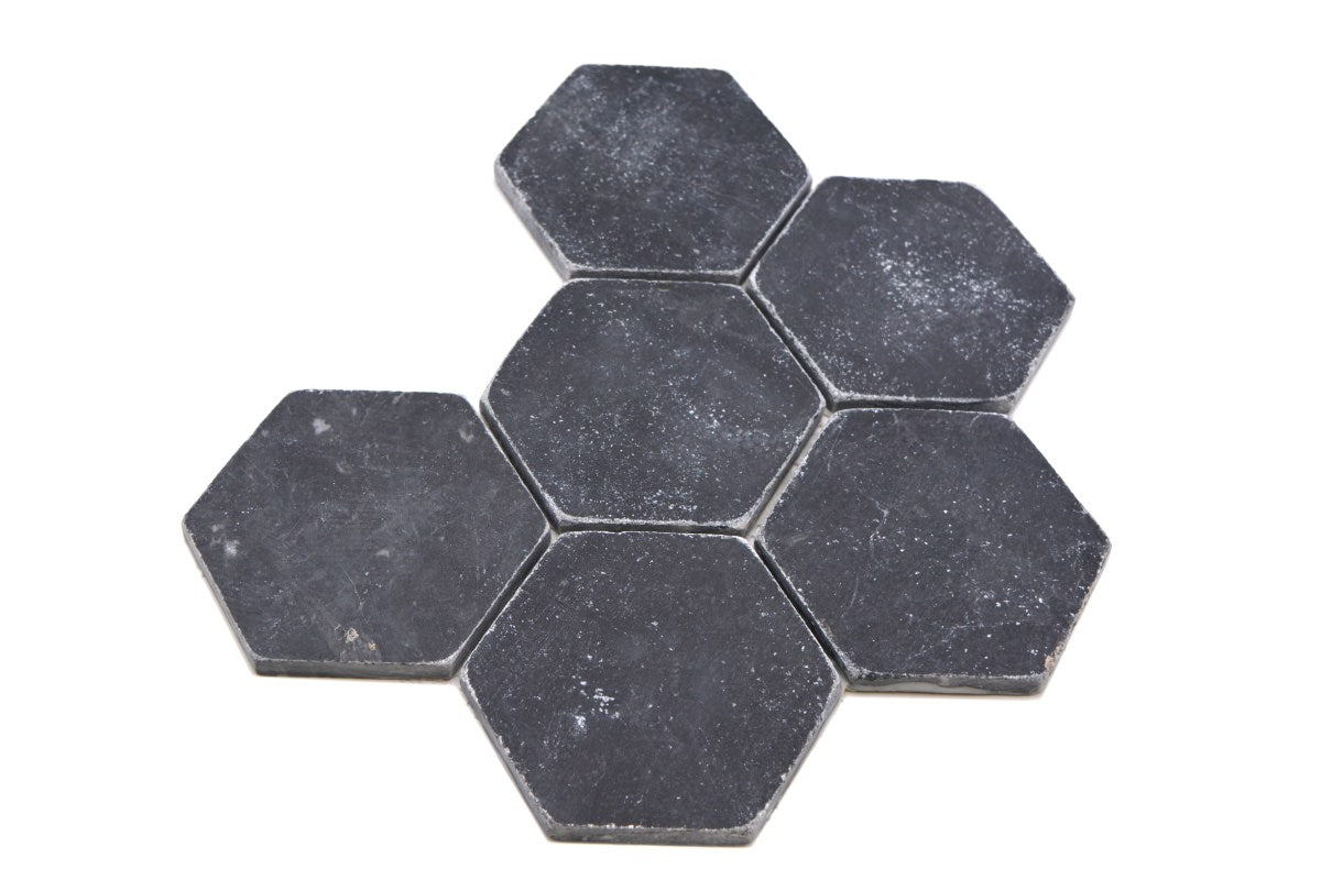 Hexagon Marmor Matt Schwarz Nero Mosaikfliese Naturstein