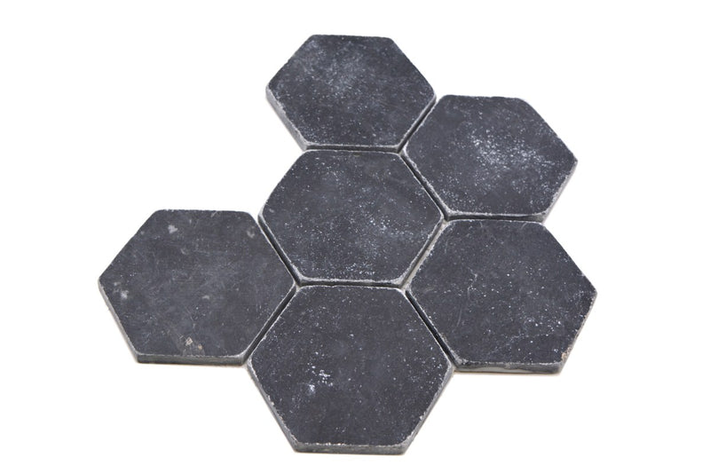 Hexagon Marmor Matt Schwarz Nero Mosaikfliese Naturstein