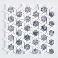 Hexagon Marmor Weiss Grau Muster Mosaik Fliese
