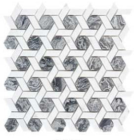 Hexagon_Marmor_Weiss_Grau_Muster_Mosaik Platten
