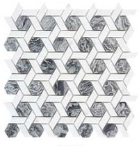 Hexagon_Marmor_Weiss_Grau_Muster_Mosaik Platten