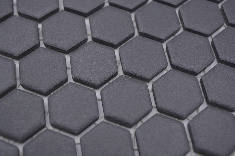 Hexagon Schwarz Anti Rutsch Mosaik Fliese