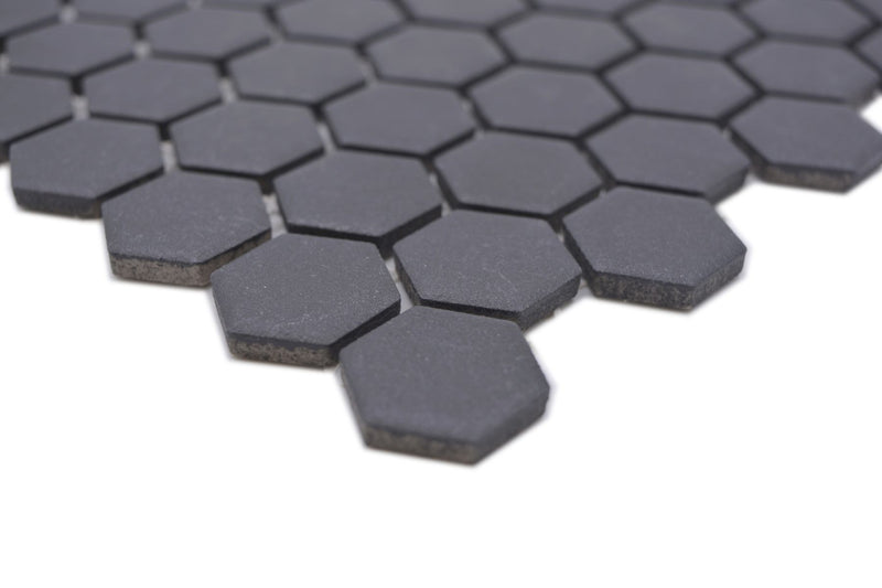 Hexagon Schwarz Anti Rutsch Mosaik Fliese