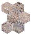 Hexagon Travertin Matt Grau Mosaikfliese