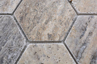 Hexagon Travertin Matt Grau Mosaikfliesen Wand und Boden Fliesen