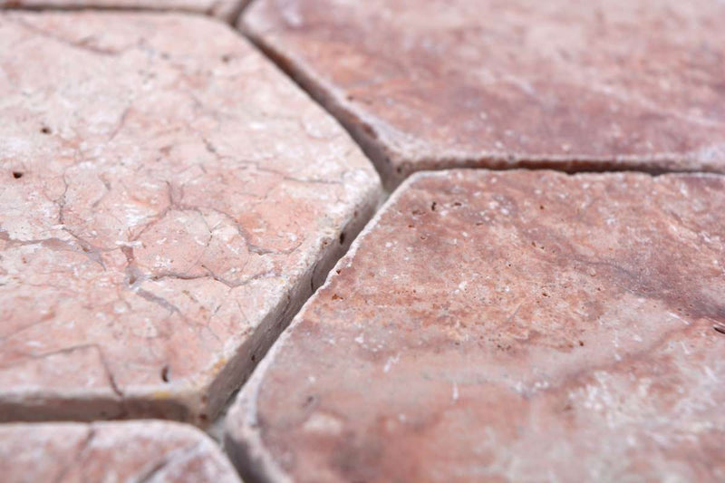 Hexagon Travertin Matt Rot Mosaikfliese Naturstein Fliesen
