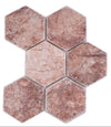 Hexagon Travertin Matt Rot Rosso Mosaikfliese
