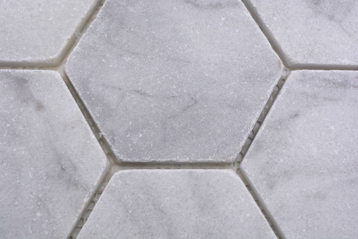 Hexagon Travertin Weiss Carrara Mosaikfliese