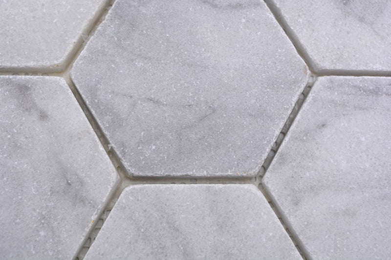 Hexagon Travertin Weiss Carrara Mosaikfliese