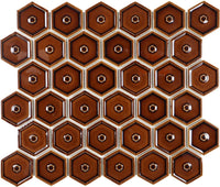 Karamel Glanz Hexagon Porzellan Mosaik