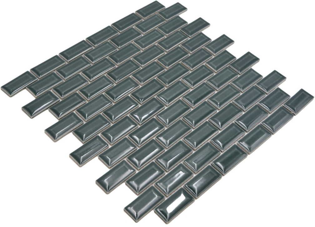 Keramik Fliese Zugersee Smaragdgrün Metro Mosaik Ziegel 3D