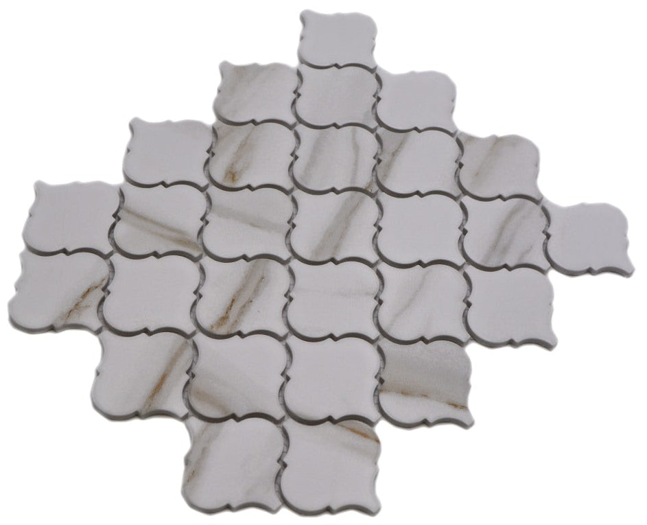 Keramik Luzerner Arabesque Weißes Laternen-Mosaik Plättli Boden